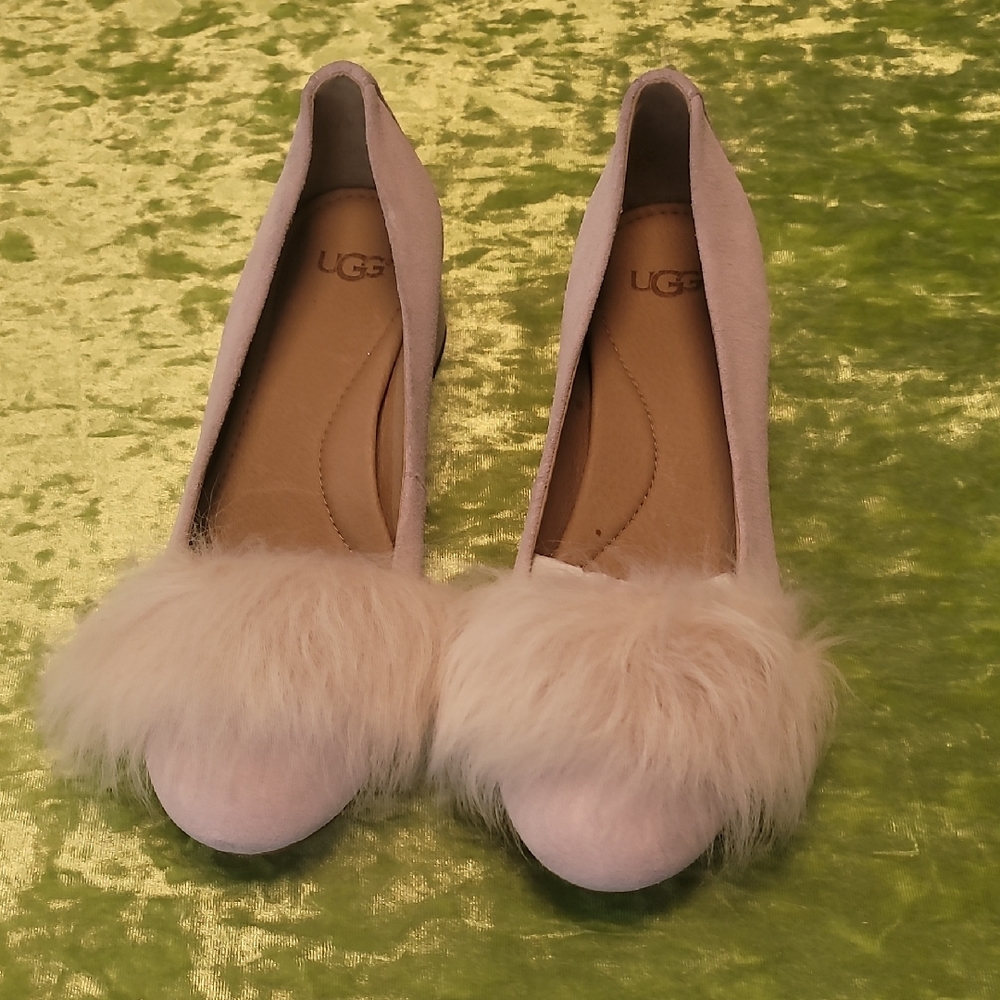 UGG Women's Soft Pink Fur Slippers